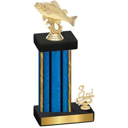Accented Single Blue Glacier Third Place Fishing Trophy
