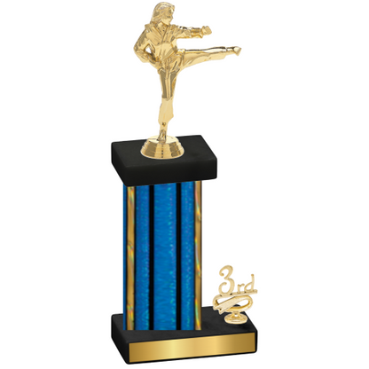 Accented Single Blue Glacier Third Place Karate Trophy