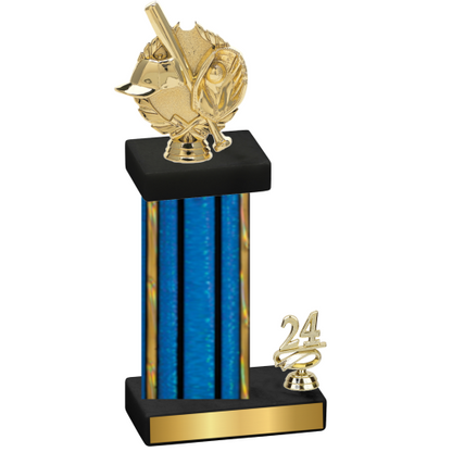 Accented Single Blue Glacier Year Baseball Trophy