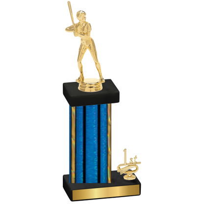 Accented Single Blue Glacier First Place Softball Trophy