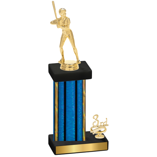 Accented Single Blue Glacier Third Place Softball Trophy