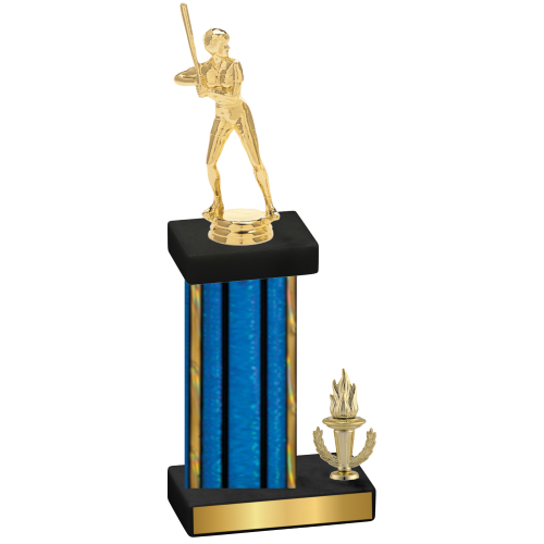 Accented Single Blue Glacier Victory Softball Trophy