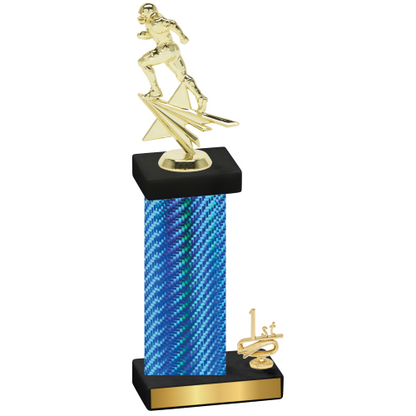 Accented Single Blue Carbon Fiber First Place Football Trophy