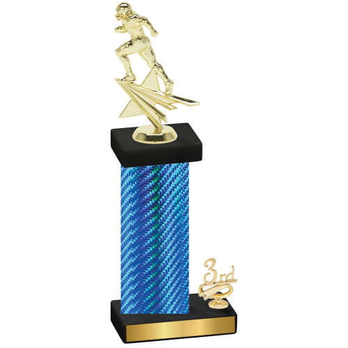Accented Single Blue Carbon Fiber Third Place Football Trophy