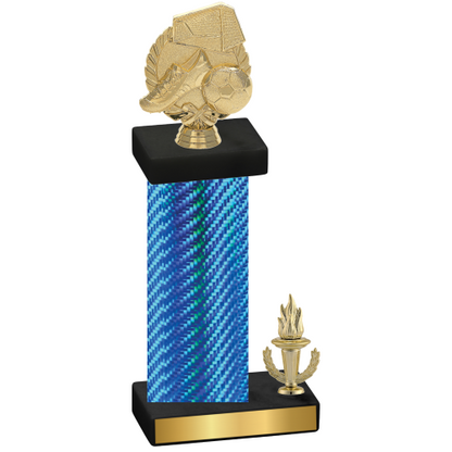 Accented Single Blue Carbon Fiber Victory Soccer Trophy