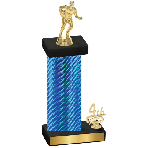 Accented Single Blue Carbon Fiber Fourth Place Rugby Trophy