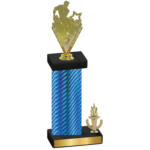 Accented Single Blue Carbon Fiber Victory Rugby Trophy