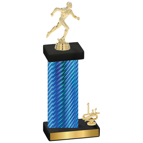 Accented Single Blue Carbon Fiber First Place Running Trophy