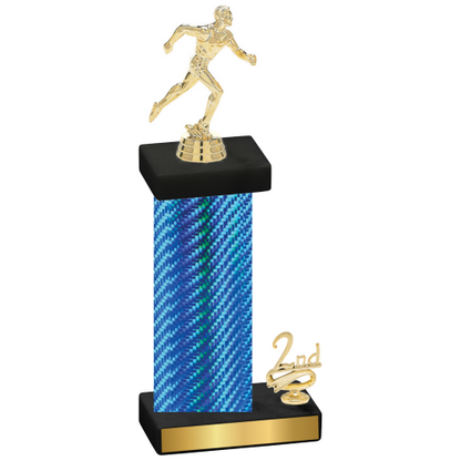 Accented Single Blue Carbon Fiber Second Place Running Trophy