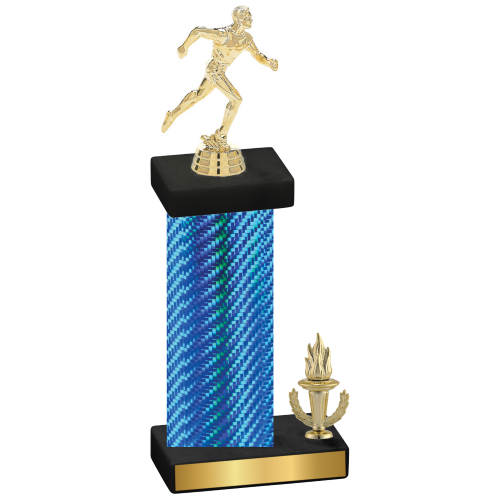 Accented Single Blue Carbon Fiber Victory Running Trophy