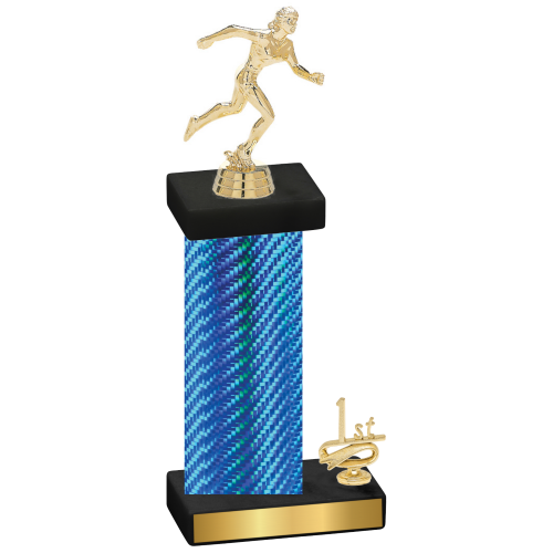 Accented Single Blue Carbon Fiber First Place Running Trophy