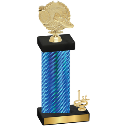 Accented Single Blue Carbon Fiber First Place Running Trophy