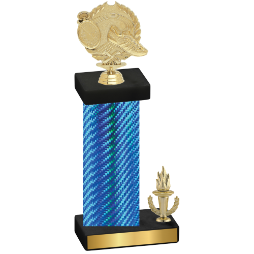 Accented Single Blue Carbon Fiber Victory Running Trophy