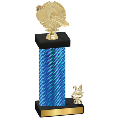 Accented Single Blue Carbon Fiber Year Running Trophy