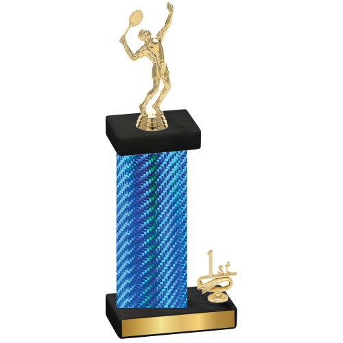 Accented Single Blue Carbon Fiber First Place Tennis Trophy