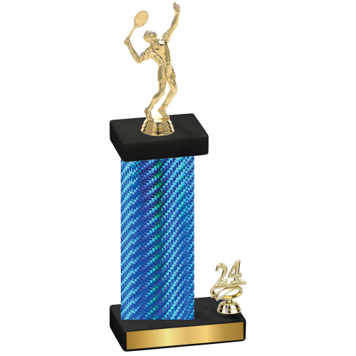 Accented Single Blue Carbon Fiber Year Tennis Trophy