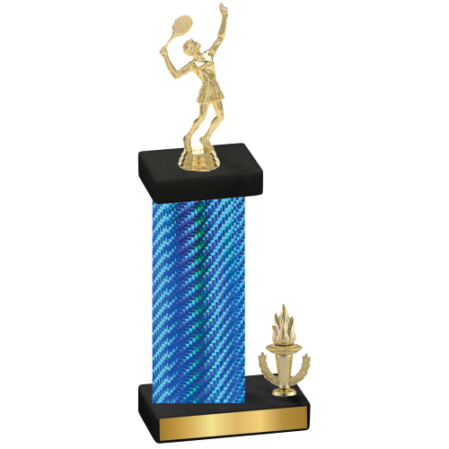 Accented Single Blue Carbon Fiber Victory Tennis Trophy