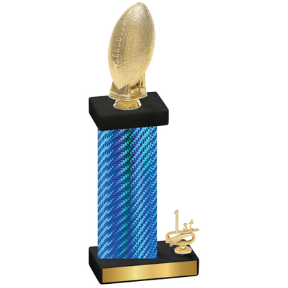 Accented Single Blue Carbon Fiber First Place Football Trophy