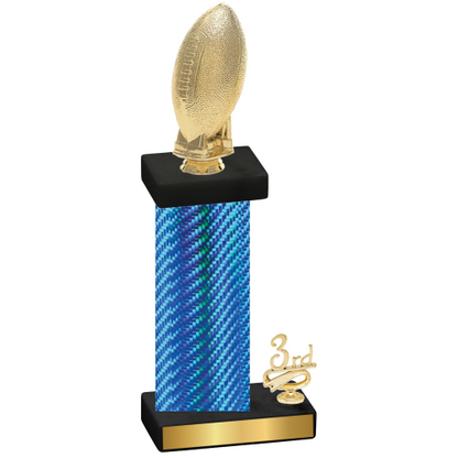 Accented Single Blue Carbon Fiber Third Place Football Trophy