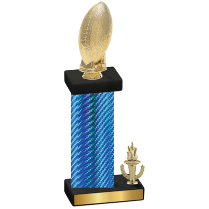 Accented Single Blue Carbon Fiber Victory Football Trophy