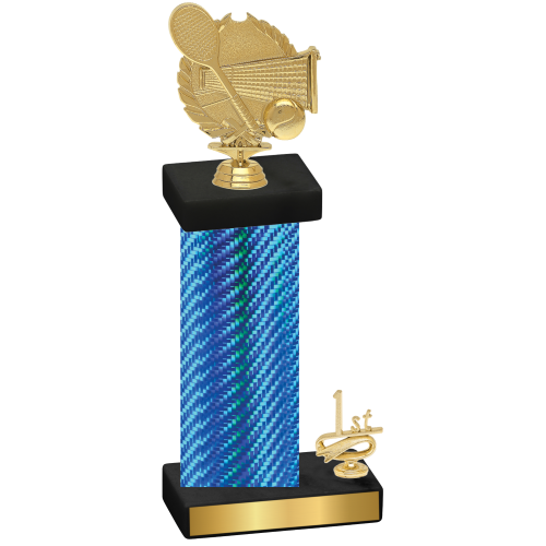 Accented Single Blue Carbon Fiber First Place Tennis Trophy