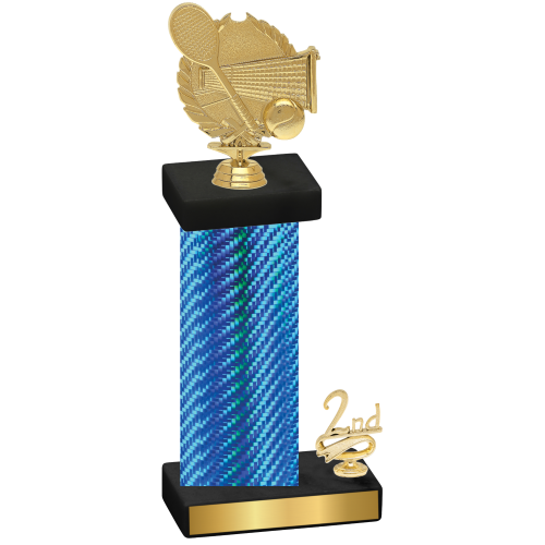 Accented Single Blue Carbon Fiber Second Place Tennis Trophy