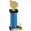Accented Single Blue Carbon Fiber Fourth Place Tennis Trophy