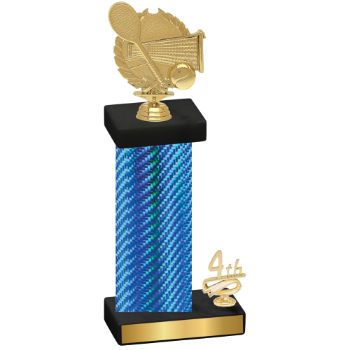 Accented Single Blue Carbon Fiber Fourth Place Tennis Trophy