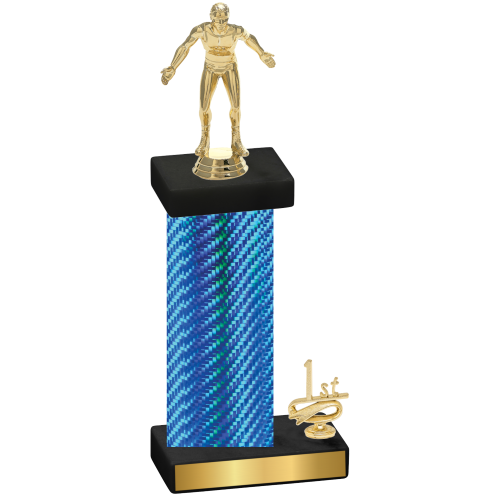 Accented Single Blue Carbon Fiber First Place Wrestling Trophy