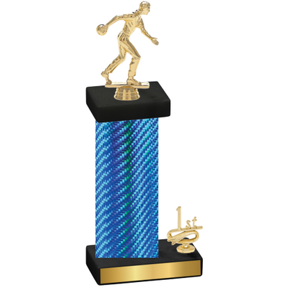 Accented Single Blue Carbon Fiber First Place Bowling Trophy