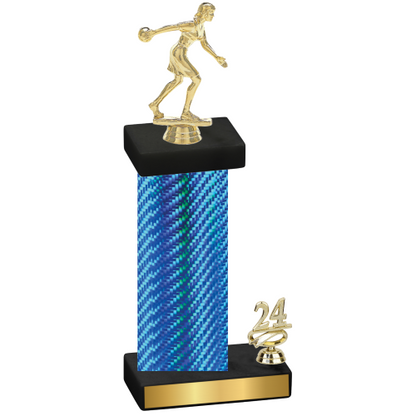 Accented Single Blue Carbon Fiber Year Bowling Trophy