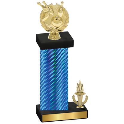 Accented Single Blue Carbon Fiber Victory Bowling Trophy