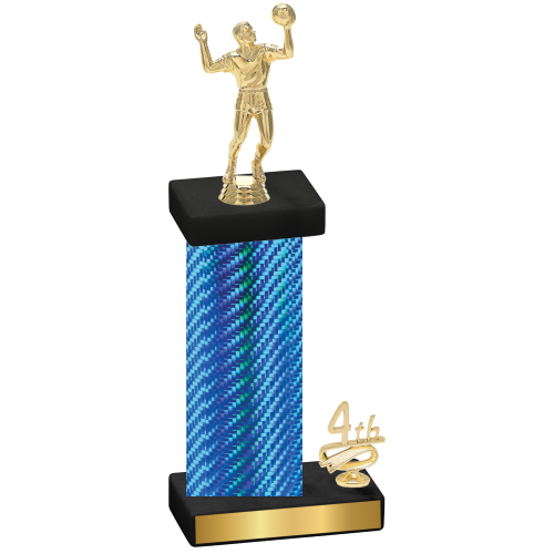 Accented Single Blue Carbon Fiber Fourth Place Volleyball Trophy