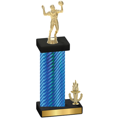 Accented Single Blue Carbon Fiber Victory Volleyball Trophy