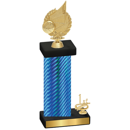 Accented Single Blue Carbon Fiber First Place Volleyball Trophy