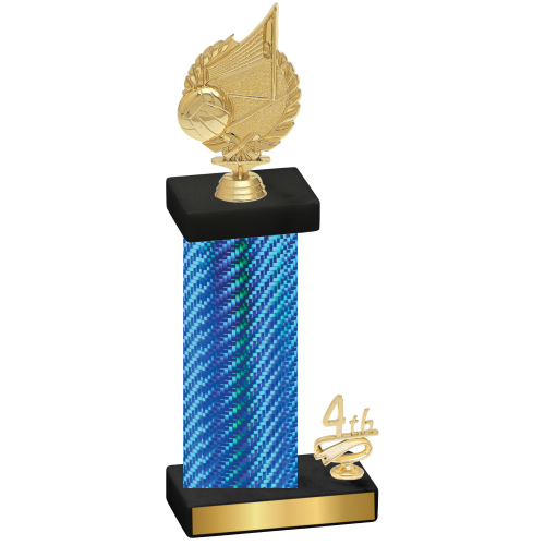 Accented Single Blue Carbon Fiber Fourth Place Volleyball Trophy