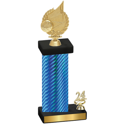 Accented Single Blue Carbon Fiber Year Volleyball Trophy