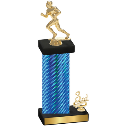Accented Single Blue Carbon Fiber Third Place Football Trophy