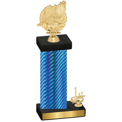 Accented Single Blue Carbon Fiber First Place Swimming Trophy