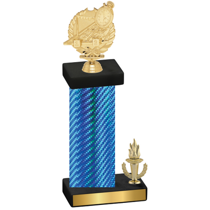 Accented Single Blue Carbon Fiber Victory Swimming Trophy