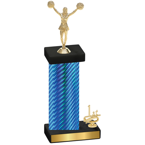 Accented Single Blue Carbon Fiber First Place Cheerleading Trophy