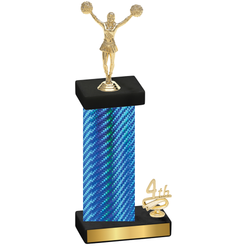 Accented Single Blue Carbon Fiber Fourth Place Cheerleading Trophy