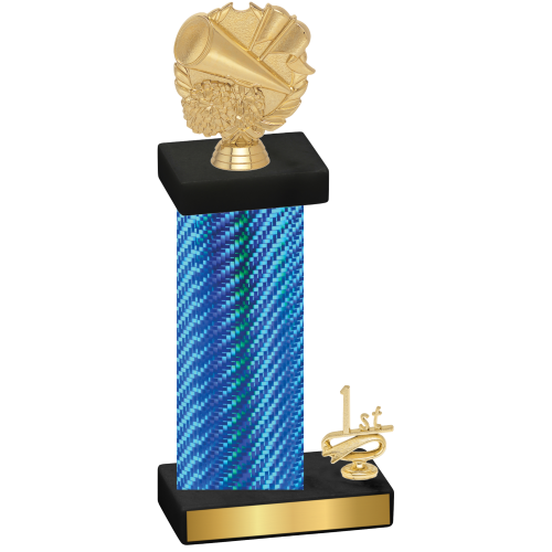 Accented Single Blue Carbon Fiber First Place Cheerleading Trophy