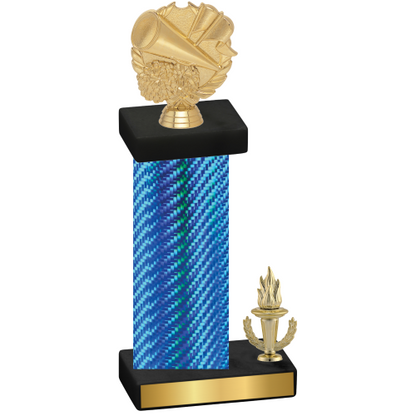 Accented Single Blue Carbon Fiber Victory Cheerleading Trophy