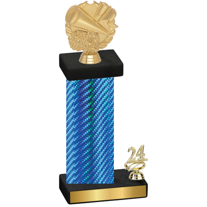 Accented Single Blue Carbon Fiber Year Cheerleading Trophy