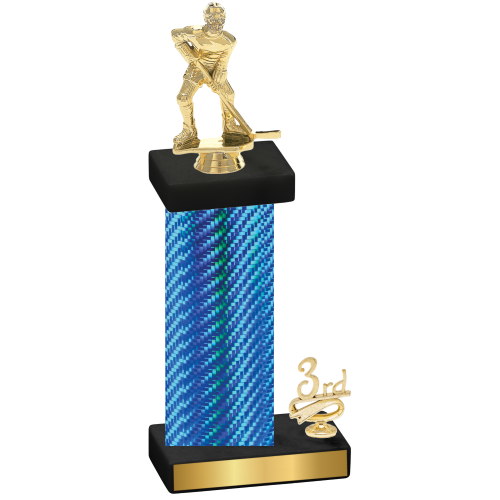 Accented Single Blue Carbon Fiber Third Place Hockey Trophy