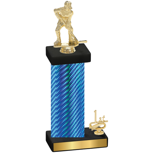 Accented Single Blue Carbon Fiber First Place Hockey Trophy