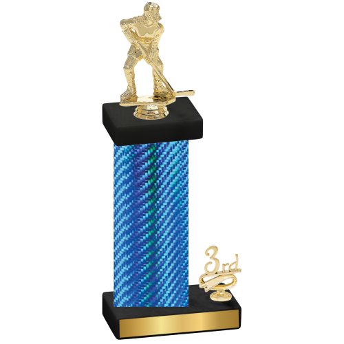 Accented Single Blue Carbon Fiber Third Place Hockey Trophy