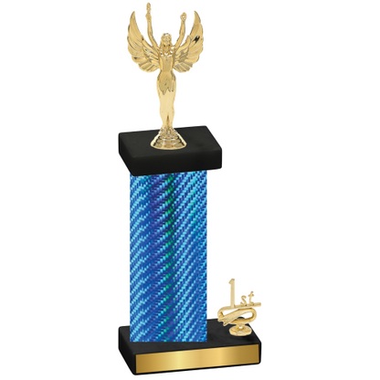 Accented Single Blue Carbon Fiber First Place Victory Trophy