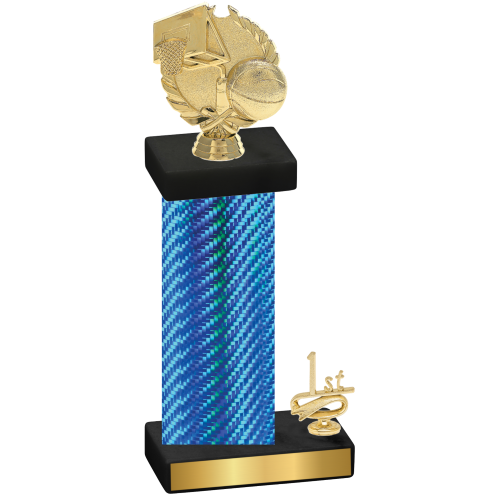 Accented Single Blue Carbon Fiber First Place Basketball Trophy